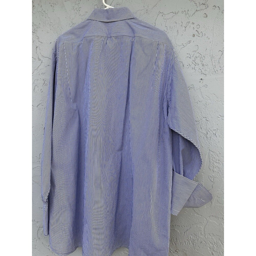 Burberry London Men's 18-38 Blue Stripe Cotton Long Sleeve Button Down Shirt - Picture 15 of 16